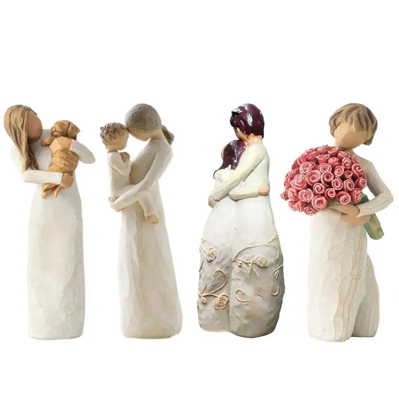 

Love Couple Wood Carving Figure Hand-Painted Figure Love Couple Statue Carving Wood Sculpted Ornament Decorative Statue Home