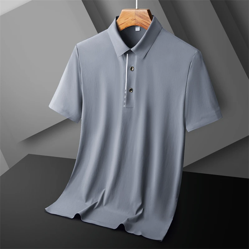 Summer Men's Thin Ice Silk Short Sleeved POLO Shirt Comfortable Loose Breathable Casual Lapel Solid Color Outdoor Sports t-shirt men golf shirt