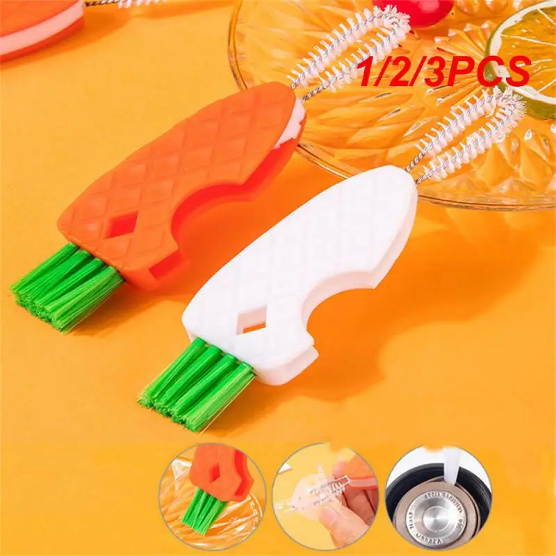 

1/2/3PCS Bottle Mouth Brush Carrot Creative Cleaning Brush Cup Lid Brush Thermos Pacifier Brush Nipple Brush