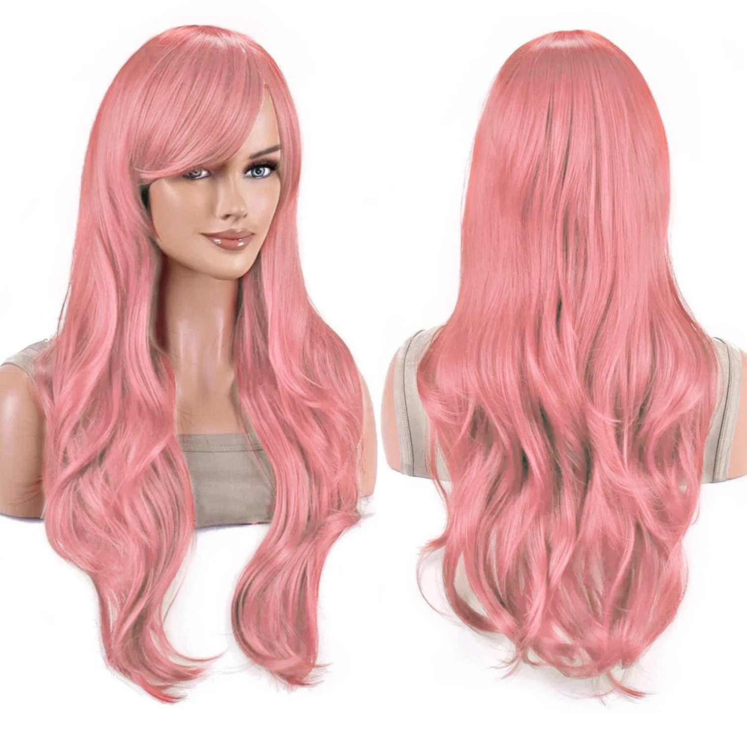 Vibrant 70cm Water Wave Cosplay Wig with Bangs