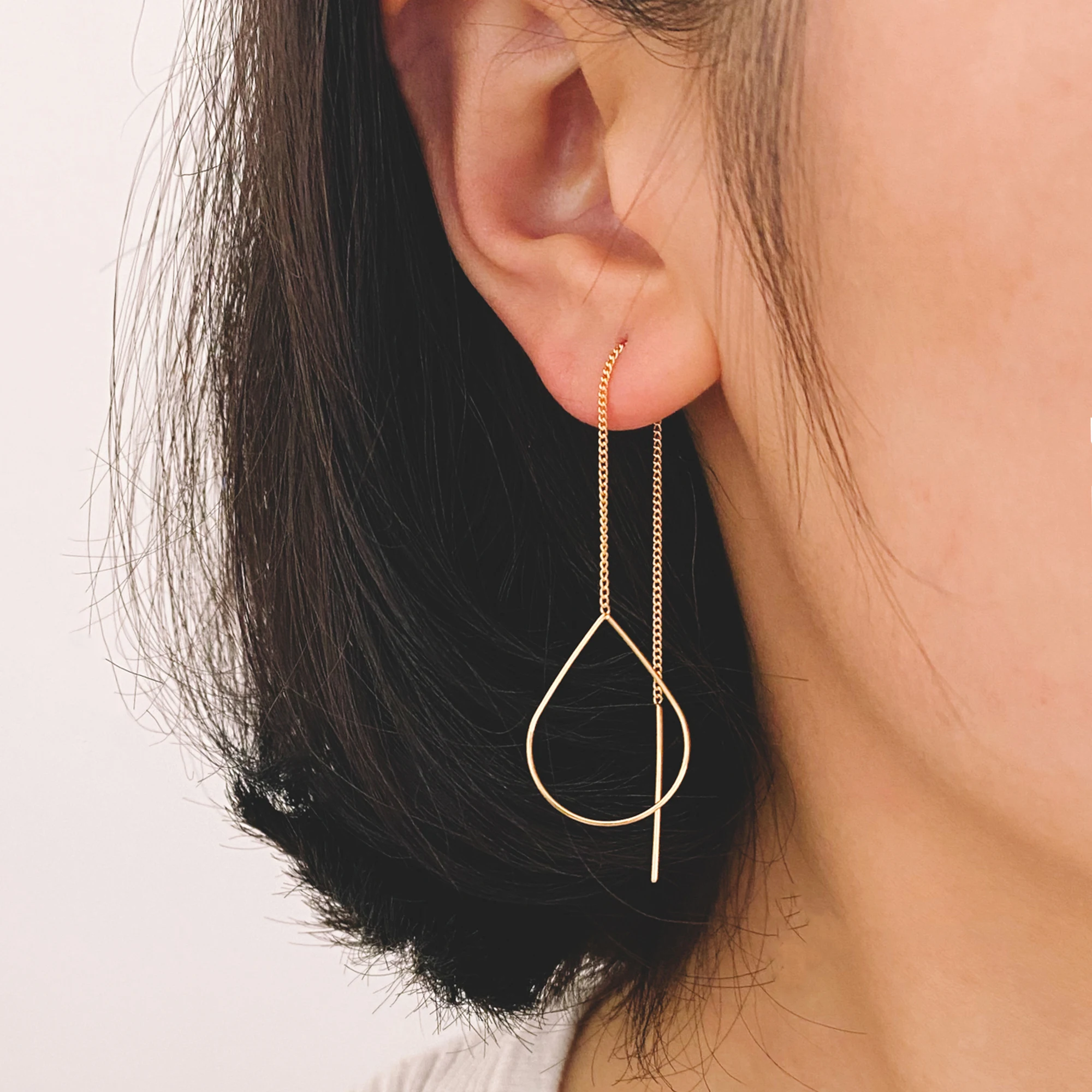 

10 шт. золотистые/Серебристые Изящные геометрические серьги-протяжки для ушей с кольцами в форме слезы (искусственно)