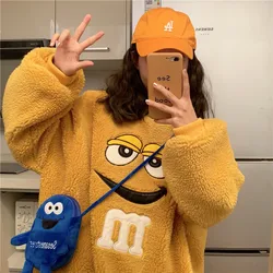 2024 women's new spring and winter hoodie pullovers warm fleece fur streetwear coat plush top loose coat women casual
