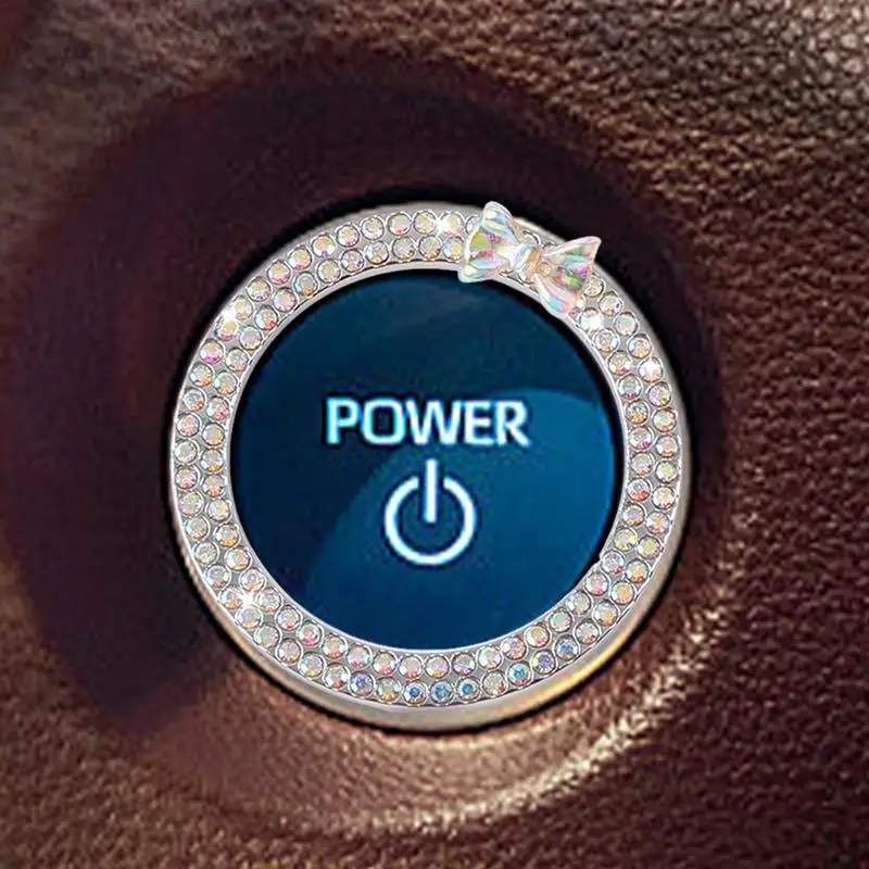 Car Ignition Key Ring Sticker Car Ignition Ring Rhinestone Design Start Engine Ring Button Decoration