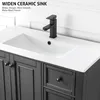 36" Bathroom Vanity Sink Combo Vintage Style with Painted Solid Wood Construction Undermount Ceramic Sink W/Matte Faucet Drain 5