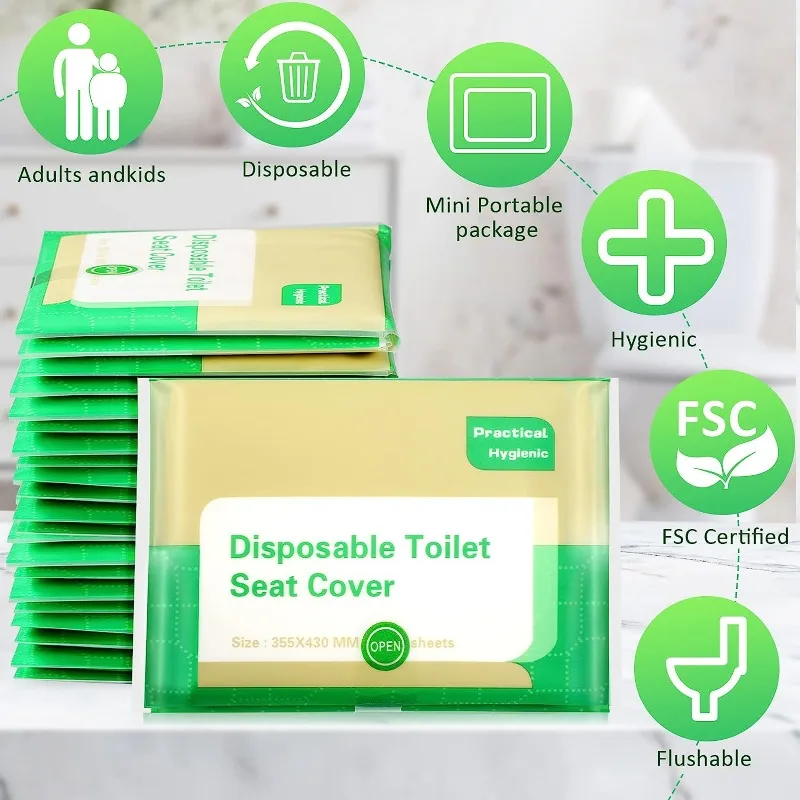 Disposable Toilet Seat Cover Portable Travel Camping Hotel Bathroom Toilet Mat Pads Degradable Soluble Water Toilet Covers Paper 4