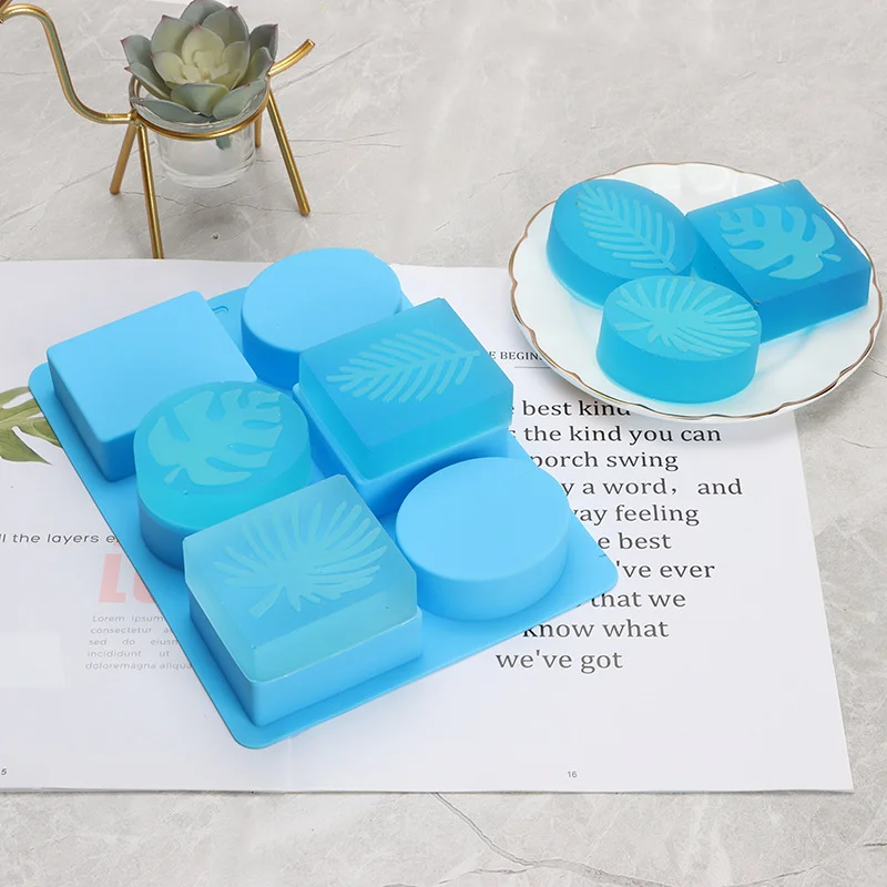 6 Cavities Leaf Soap Silicone Soap Mold Plant Candle Resin Plaster Mould Square Chocolate Cake Ice Making Set Home Decor Gifts silicone mold,soap molds