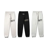 Essential American Style High Street 1977 Flocking Printing Fleece-Lined Casual Versatile Loose Fit Men's Trousers 1