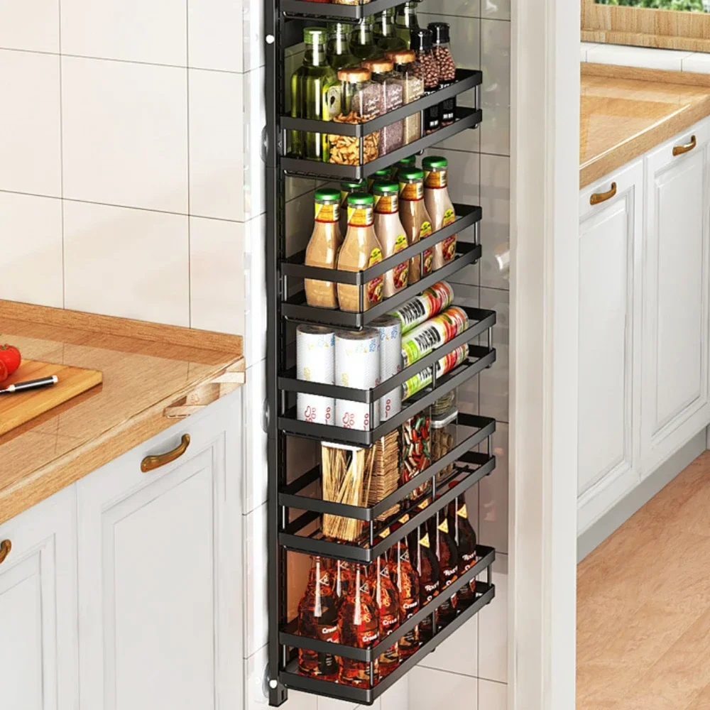 Multi-Layer Wall Mount Rack Bathroom Pantry Door Shelf And Pantry Organizer Storage Racks With Adjustable Basket Kitchen Storage kitchen storage cabinet