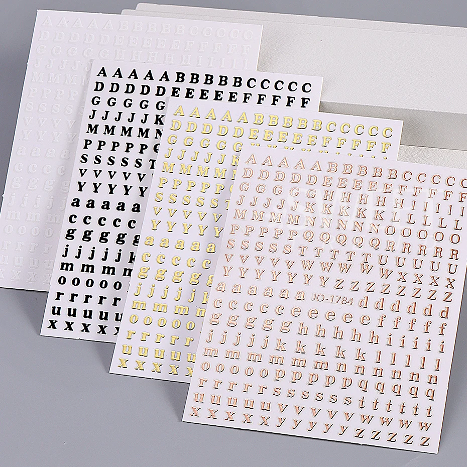 3pcs Small 26 Alphabet Letter Number Sticker Roman Letter Nail Stickers Uppercase Lower Case English Letter Design Stickers DIY