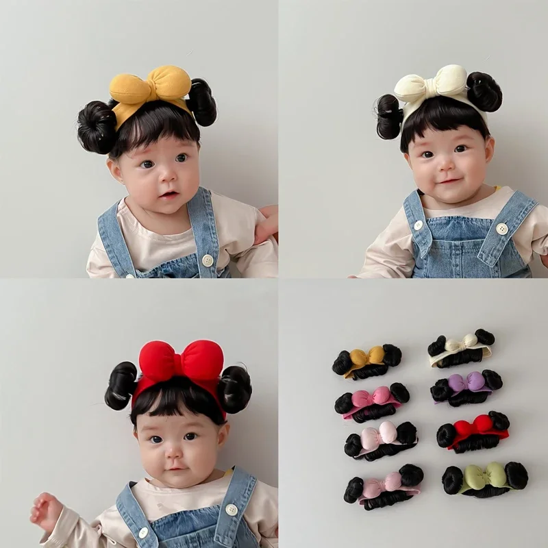Hair Accessories Fashion Cute Infant Baby Girl Hair Wig Hat Hairpiece 0-2Y Newborn Children Kids Girls Bow Headbands Headwear