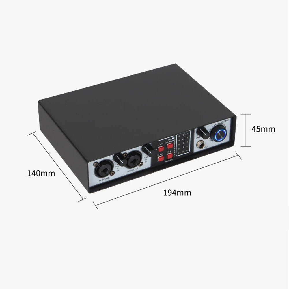 X49A-2 인2아웃 USB 오디오 인터페이스 32Bit/384KHZ 스튜디오 부품 녹음 사운드 카드 48V 팬텀