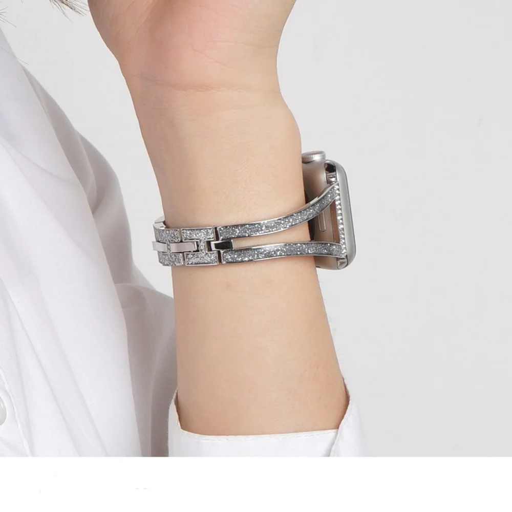 Metal Strap For Apple Watch 44mm 40mm 45mm 41mm 42mm 38mm 49mm Watchband Diamond Wristband iWatch Series Ultra 8 7 6 5 4 3 2 SE