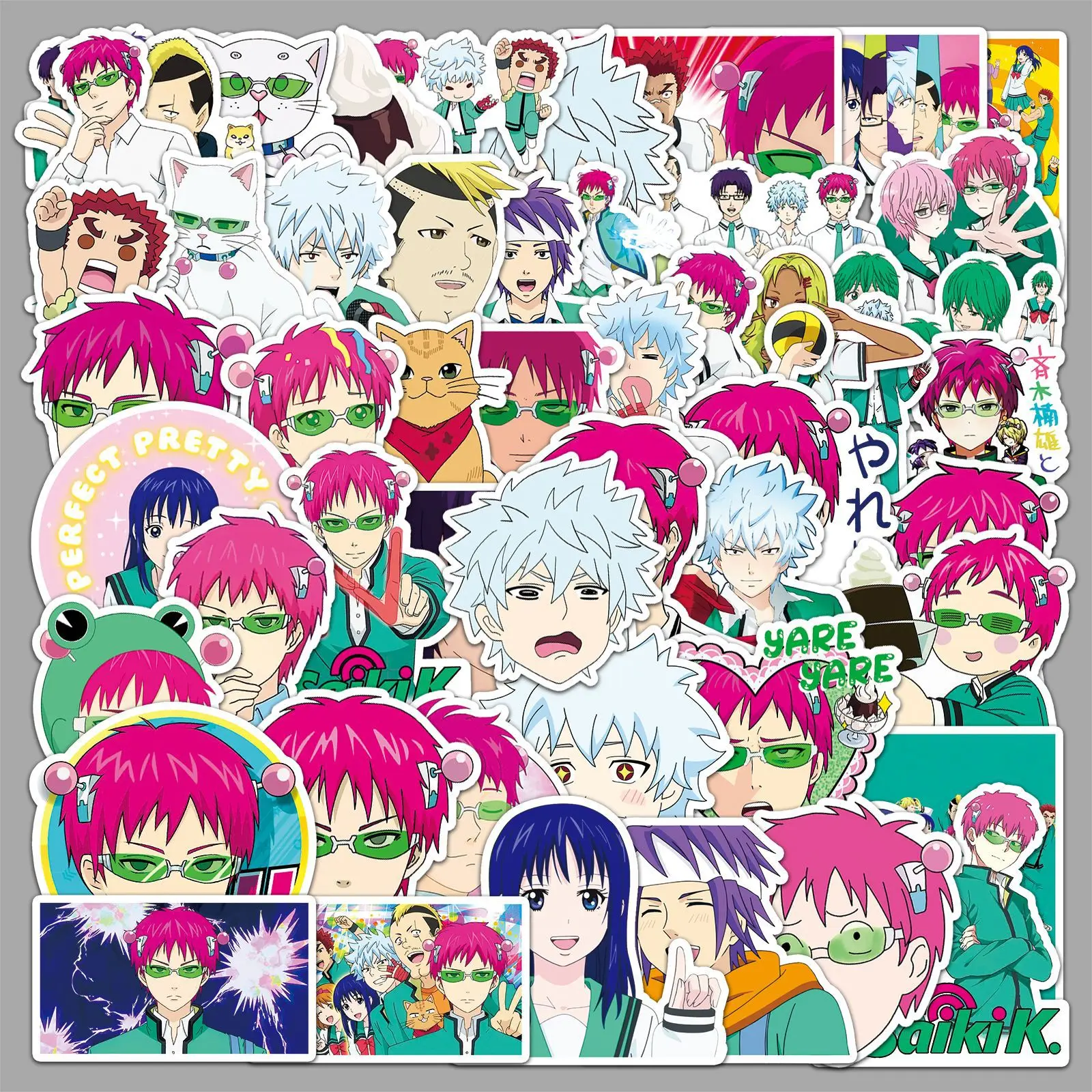 10/50PCS Anime Das katastrophale Leben von Saiki K Aufkleber Cartoon Lustige Coole Saiki Kusuo Graffiti Wasserdicht Aufkleber Kinder spielzeug Geschenk