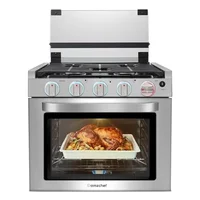 21" Gas Range Stove Oven Combo with 3 Burners 1.77 Cu.Ft. RV Use 28,100BTU Capacity Baking Rack Air Fryer Basket Included 1