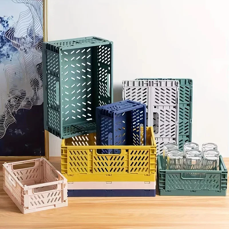 A Top Quality 1Pcs Portable Foldable Plastic Storage Basket - Stackable Organizer Box for Makeup Jewellery Toys - Lightweight 1