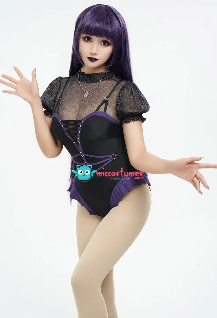 

Women's Swimsuit Gothic Dark Style Net Yarn Spliced Lace-Up One-Piece Bathing Suit Tummy Control Swimwear