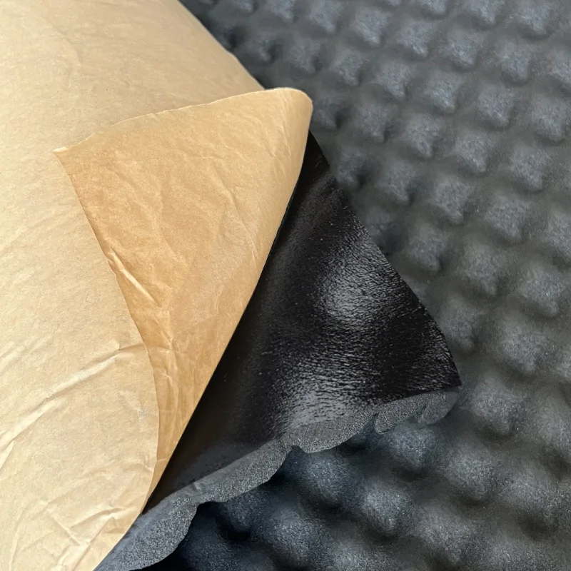 Car Self Adhesive Sound Proof Foam 200/50cm Wavy Rubber Foam Cotton Acoustic Soundproof Insulation Mat Office Car Accessories