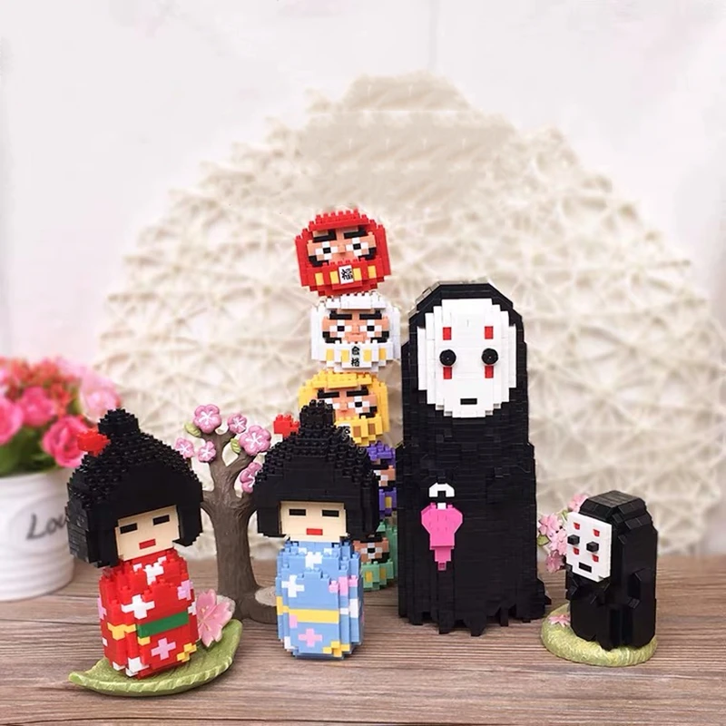 

Anime Figure No Face Man DIY Building Blocks Movie Spirited Away Model Mini Diamond Blocks Bricks Educational Kids Toys Gifts