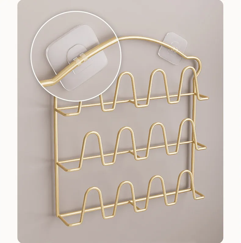 Gold Metal Wall Shoe Rack Shelf 