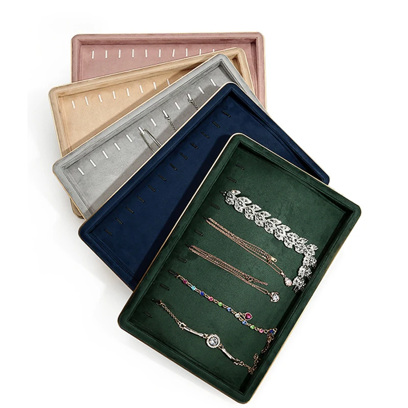 

Multi-Color Microfiber Jewelry Display Tray Circular Arc Metal Frame Ring Necklace Display Tray Jewelry Look Goods Storage Tray