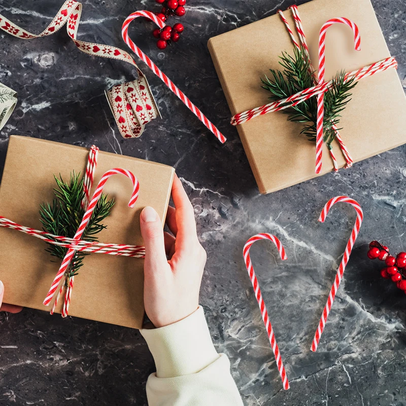 Christmas Candy Canes Acrylic Xmas Tree Hanging Twisted Crutch Pendant New Year Christmas Party Home Decoration Ornaments Gifts