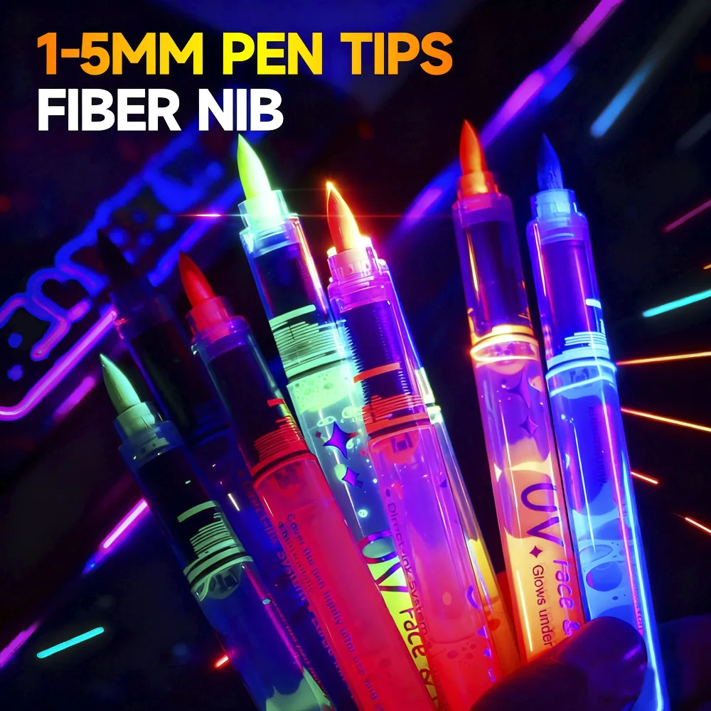 8 Colors Art Markers Acrylic Luminous For Halloween Painting Drawing DIY