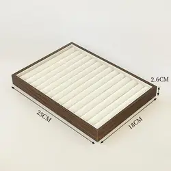 Elegant Walnut Wood Grain Jewelry Display Tray - Retro - Style Storage for Earrings, Rings, Necklaces, and Pendants (RING TRAY)