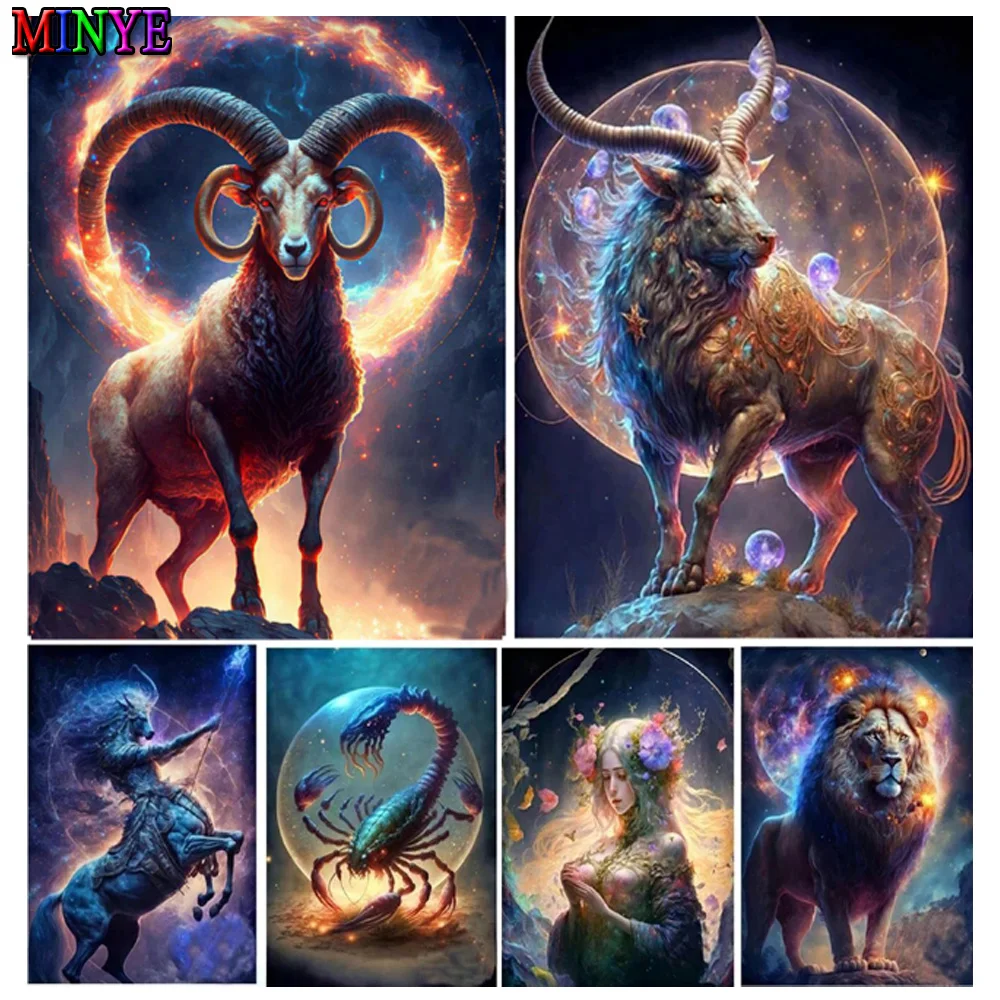 5D Diamond Painting Zodiac Sign Diamond Embroidery Constellation Mosaic