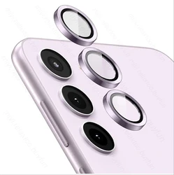 9D Curved Tempered Glass Camera Protector with Metal Ring Lens Cap, Compatible with Samsung Galaxy S Series - Samsung S24FE (Purple - 06)