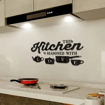 Kitchen Mirror Wall Sticker – “This Kitchen is Seasoned with Love” 1