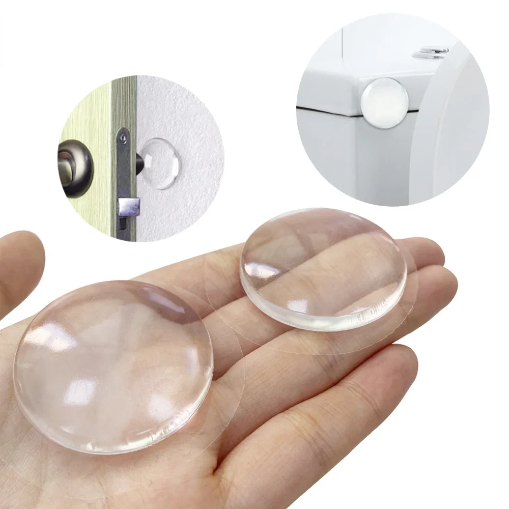 Round Transparent Soft Silicone Non-slip Door Stopper Muffler Wall Protector Self-adhesive Door Handles Bumper Protective Plug