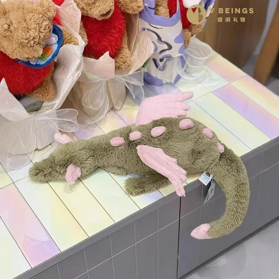Exclusive Green & Pink Jellycat Malachy Dragon Plush Toy – Brand New With Tags
