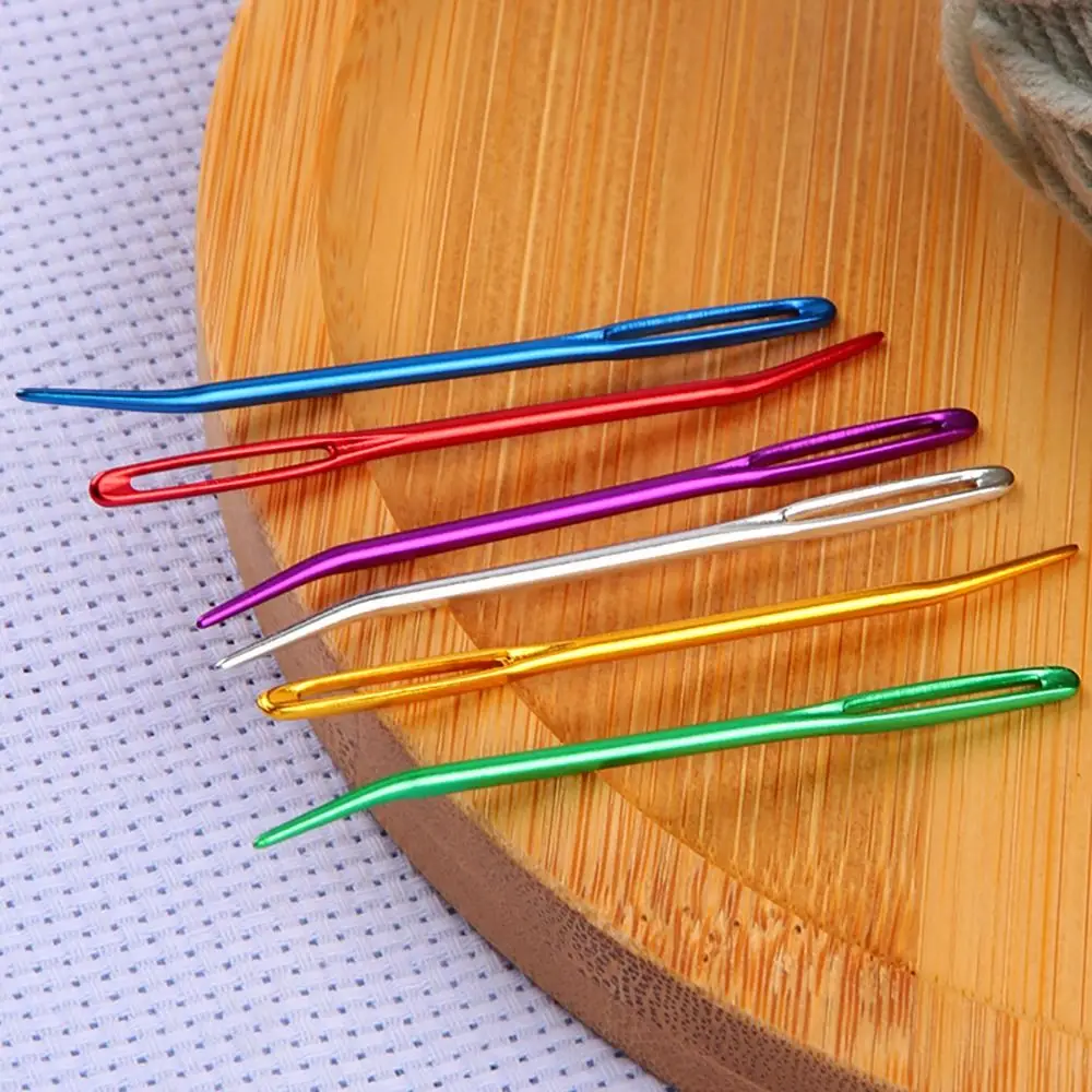 Aluminum Big Eye Bent Needle Crochet Hooks Multisize Bent Tip Knitting Needles Crochet Needles Hand Weave Tool