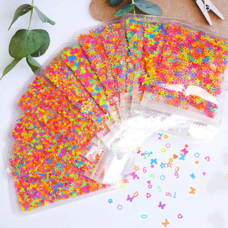 Fluorescence Epoxy Filling Butterfly Epoxy Resin Filler Pigment Letter Stars Flower Resin Sequins DIY Jewelry Making Accessories