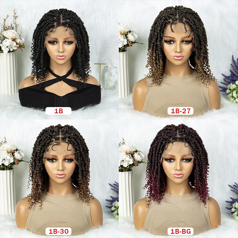 Synthetic Lace Front Wig Butterfly Locs Braided Wigs Dreadlock Wig 14 inches Short Knotless Wigs for Black Women Synthetic Wig images - 6