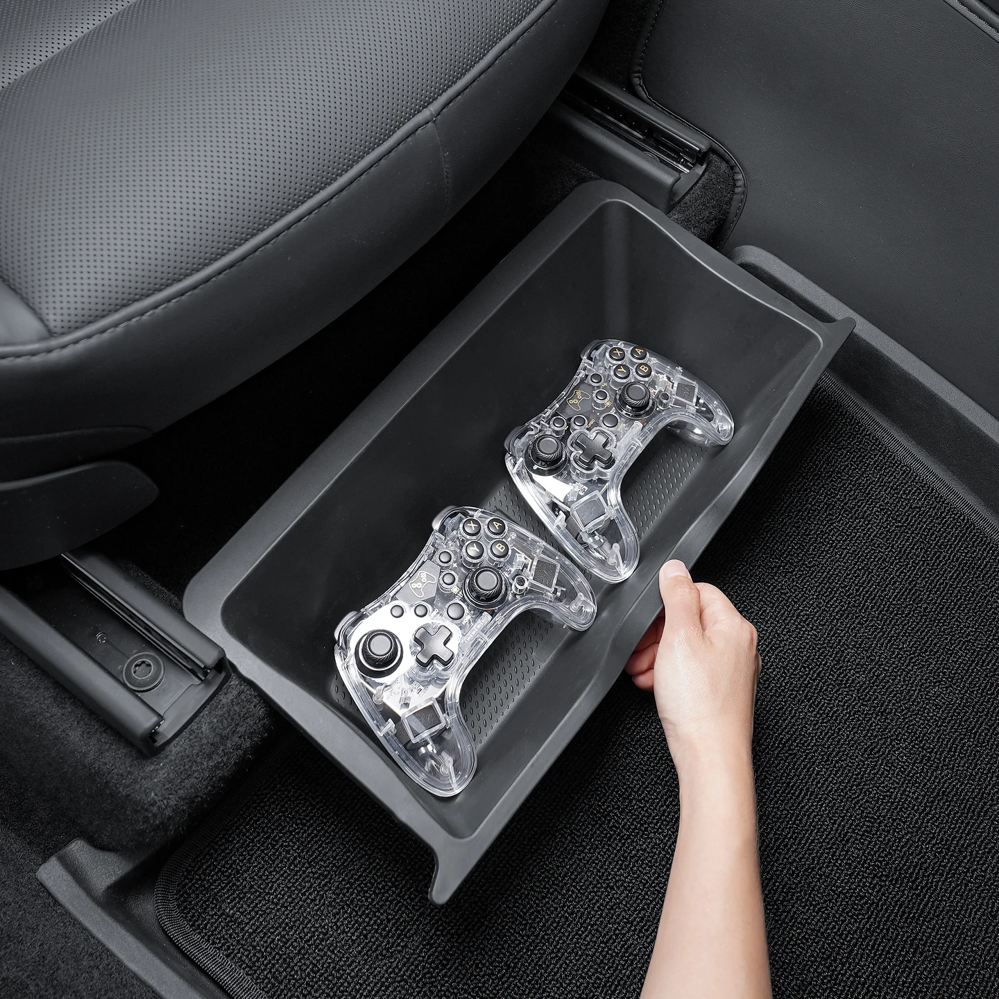 For Tesla Model Y Juniper 2025 Storage Box Under The Front Seats TPE Material Du