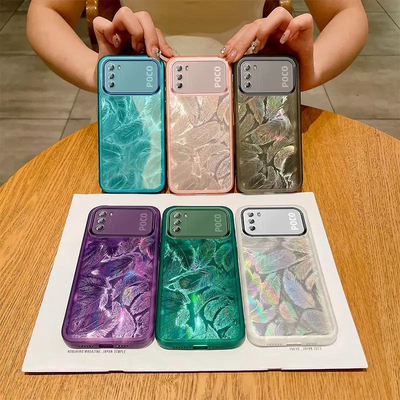 Glitter Feather Pattern Silicone Soft Case - Stylish Back Cover