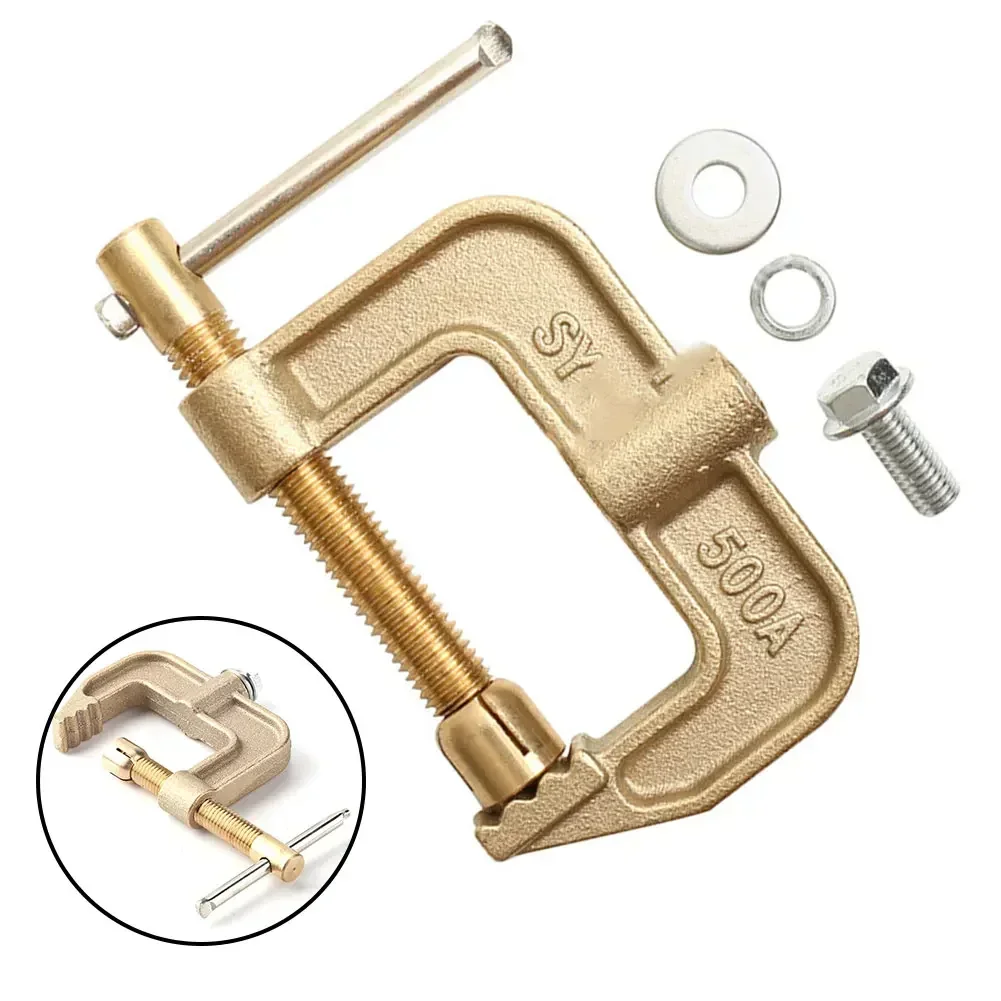 Soldering Tools Ground Clamp 500A Accessories All-copper Argon Arc Earth Wire Clip Electric Welder G-shaped Golden