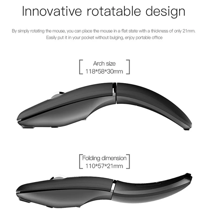 Upgraded Edition Wireless Mouse Foldable Arc Touch Mause Folding Ultra-thin Mute Mice For Surfacebook Laptop Office Use