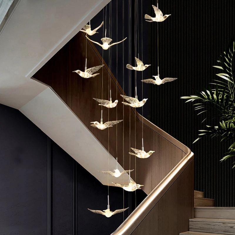 

Home Decoration Lighting Led Bird Pendant Lamp Hanging Lamp Design Loft Living Room Showroom Apartment Ceiling Villa Chandelier