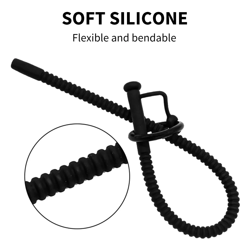 Long Silicone Hollow Urethral Sounding Catheter Dilator Horse Eye/Prostate Stimulator Penis Plug Ring Male Masturbation Sex Toys