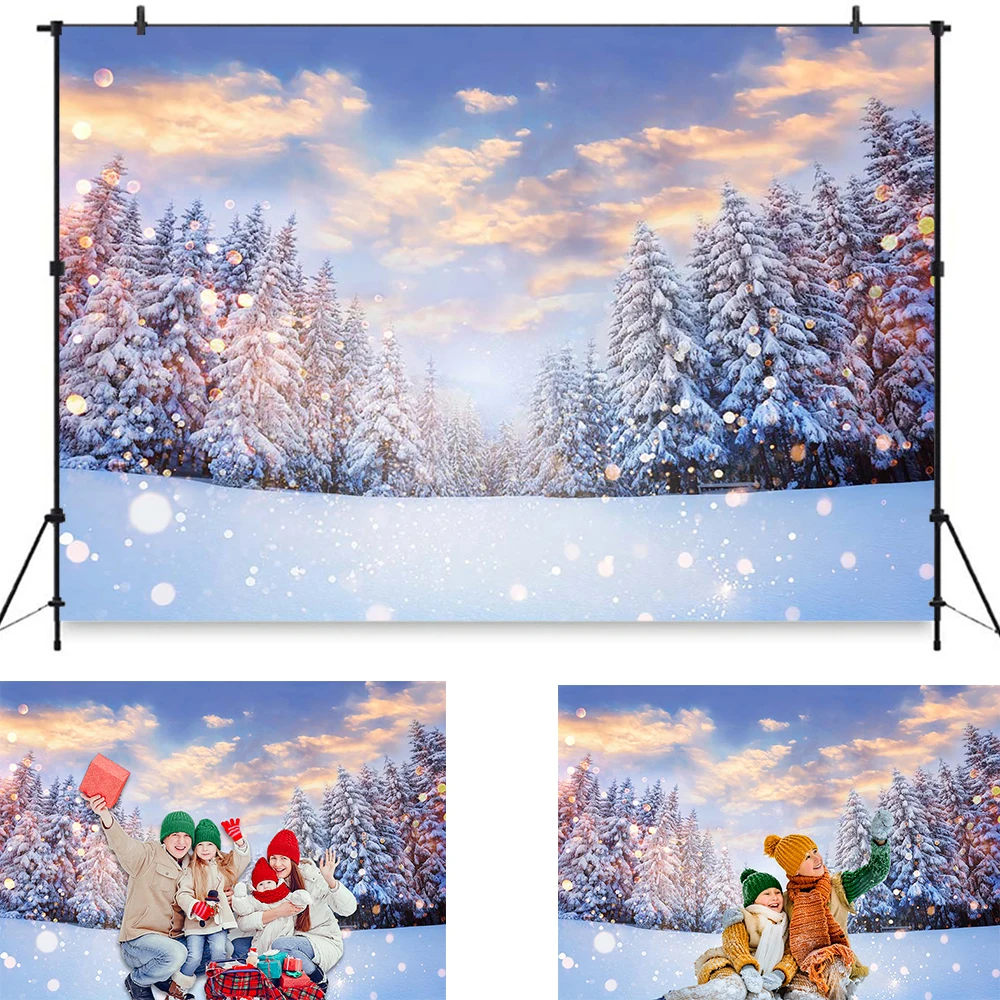 

Mocsicka Winter Photography for Christmas Background Wonderland Forest Snowflake Sunshine Backdrop Adult Baby Portrait Studio