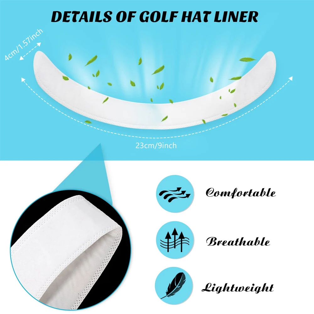 Description Picture 3 of itemGLOOF 20pcs Hat Sweat Guard Bands Liner Protector Cap Sizing Tape Size Reducer Caps Golf Hats Saver White for Summer