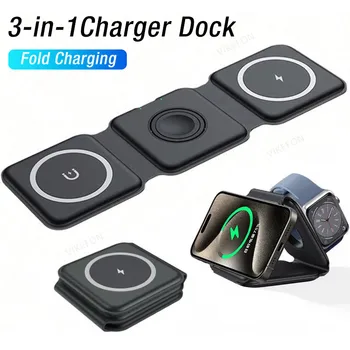 Caricabatterie wireless da tavolo Dock di ricarica per telefono 3 in 1 per iPhone 16 15 14 13 12 Apple Watch 10/9/8/7/6/5/4 AirPods Pro Ricarica rapida