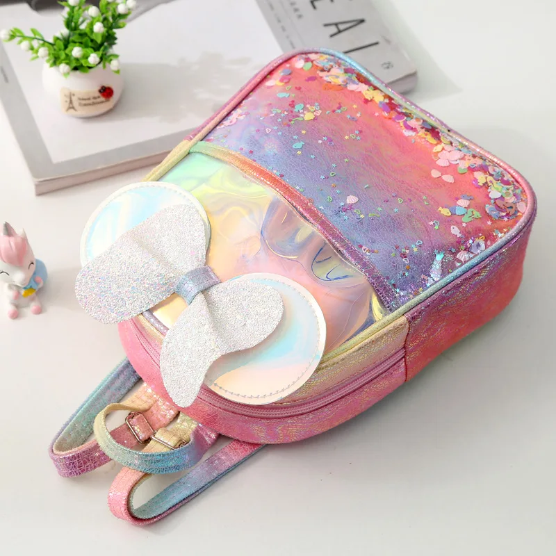 Bow Symphony Backpack Kindergarten Rainbow Laser Backpack Children's School Bag Cartoon Sequin Backpack