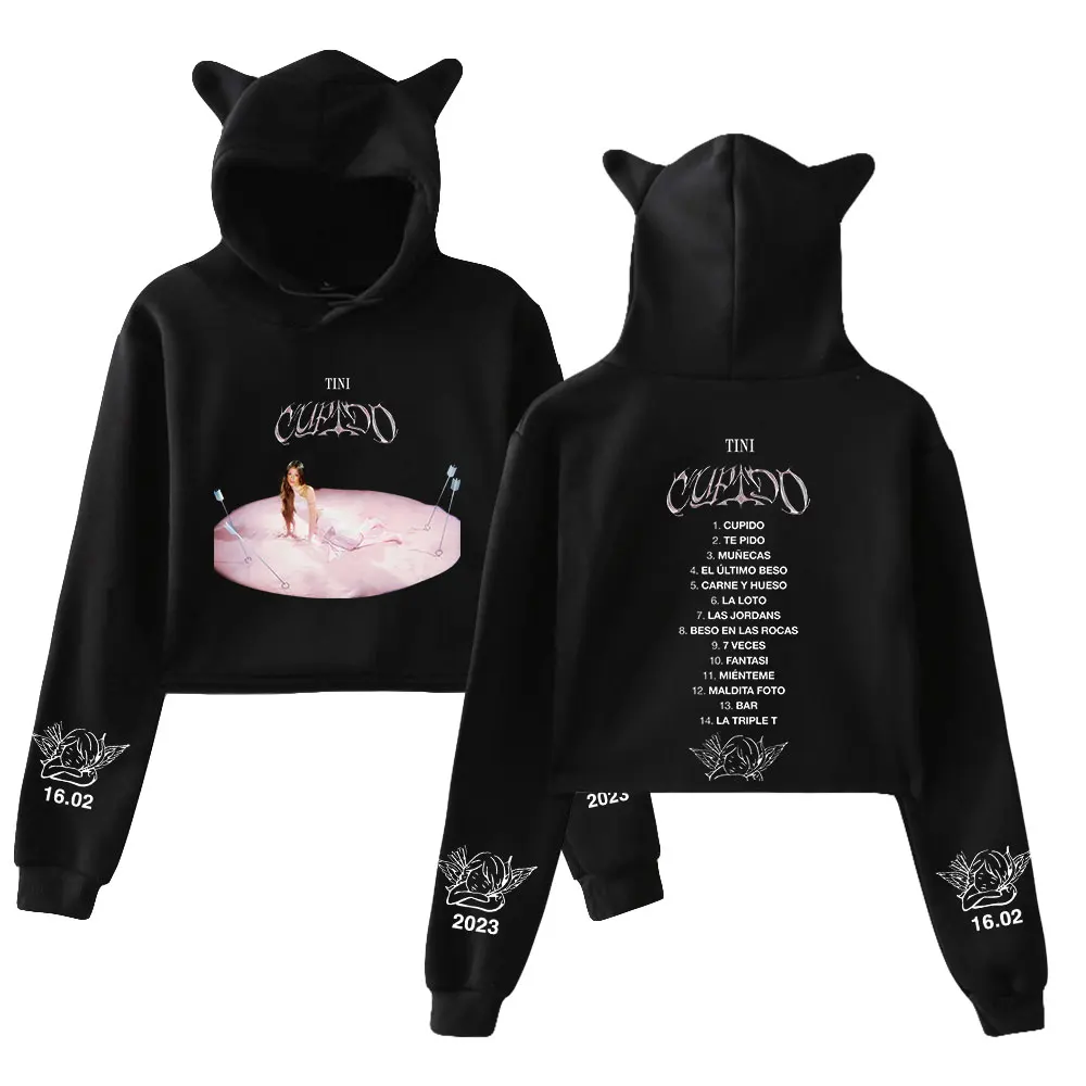 

Tini Stoessel Hoodie Sweatshirts Crop top Hoodie Pullovers Printing Singer for Girls Cat Ear Youth Streetwear Casual Harajuku