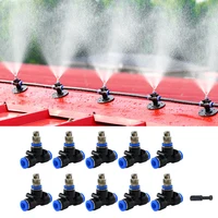 10 Sets Adjustable Copper Misting Nozzle Universal Spray Sprinkler With 8mm Tee Connector for Watering Irrigation Cooling 1
