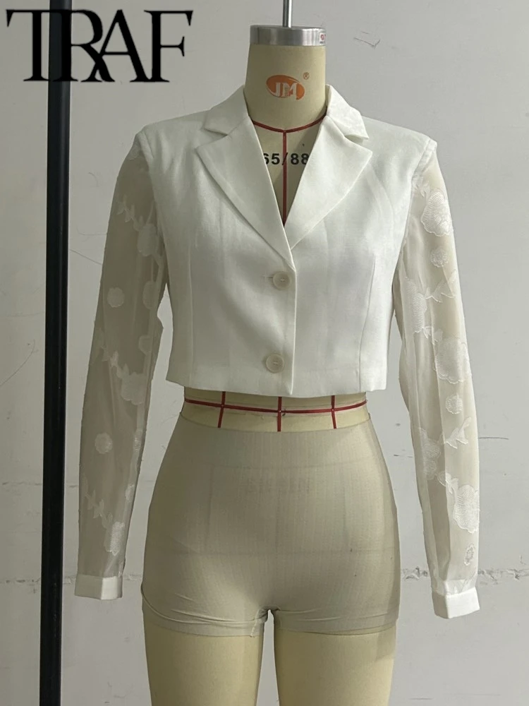 سترة نسائية من قماش الجاكار الرقيق من TRAF ROBE Y2...