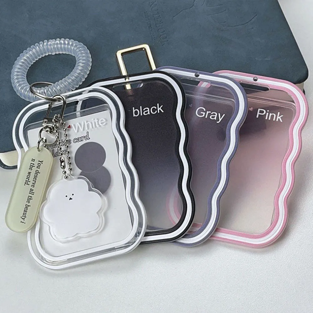 INS Transparent Photocard Holder with Spring Keychain Idol Photo Protective Case 3 Inch Photo Card Holder Student ID Card Cover 3