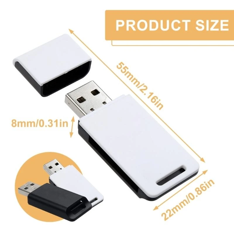 Compact USB Adapter with High Speed Data Transfer Capability ABS USB A Adapter 2.0 Memory Card Reader Pocket